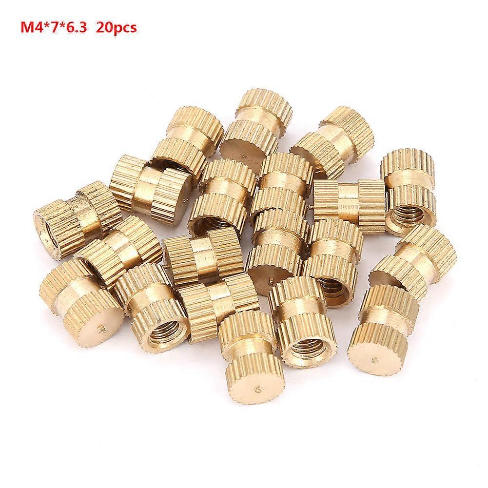 M4 Blind Hole Single Pass Brass Insert Embedded Knurled Nut (M4*7*6.3 20pcs)