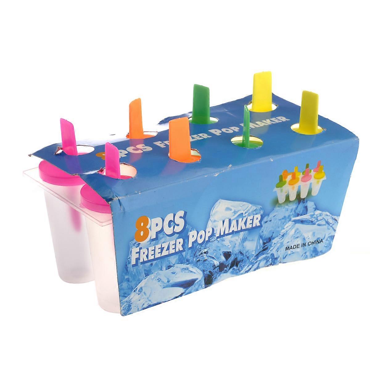 8pcs Reusable DIY Freezer Ice Ice Lolly Maker Molds Set (Random Color)