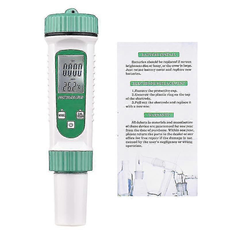 6 In 1 Digital Water Quality Tester Water Quantity Monitor Ph/ Ec/ Tds/ Salt/ G.s/ Temperature Portable Testing Meter Analyzer t