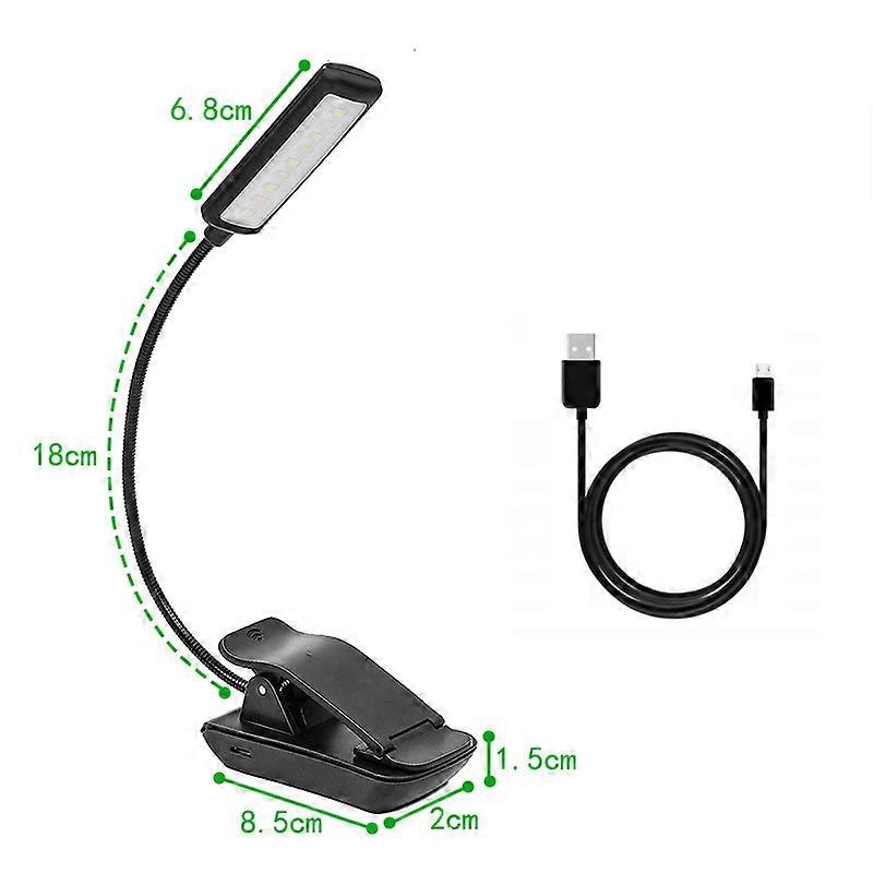 LED Reading Light, Rechargeable Reading Light Lamp 4 LED (Cool White/Warm Yellow) 25cm