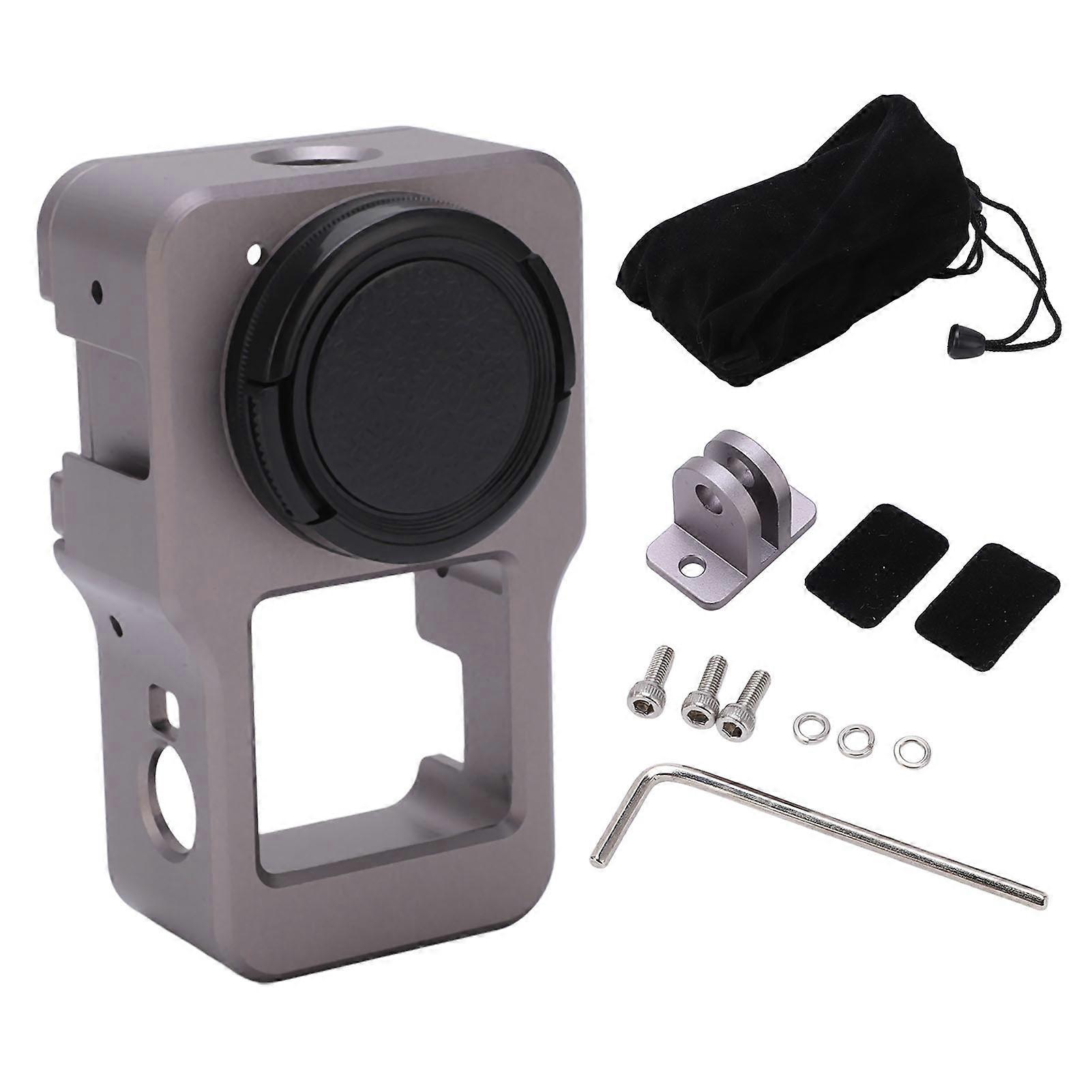 Action Camera Frame Case Motion Camera Frame Protector Drop Resistant With 1/4in 3/8in Threaded Holes For Dji Action 2 Titanium Color