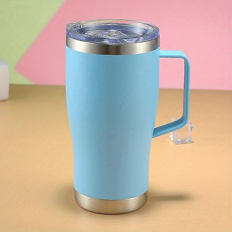 20oz Vacuum Insulated Coffee Cup with Lid - Double Walled Stainless Steel Handle Cup for Hot and Cold Drinks - Perfect for Gifts and Holidays