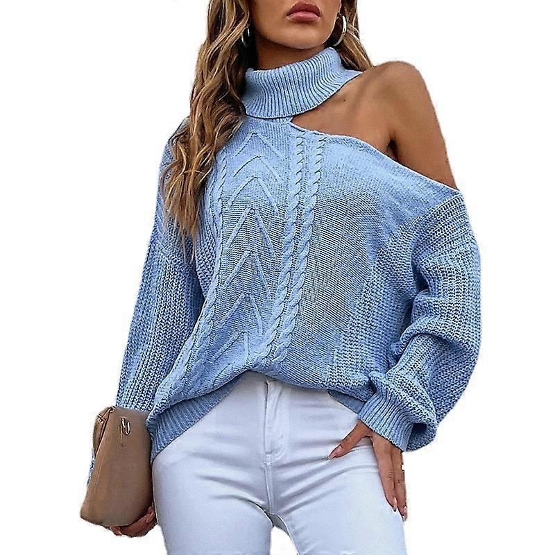 Dames Winter Cross Halter Leaky Shoulder Sleeve Sweater