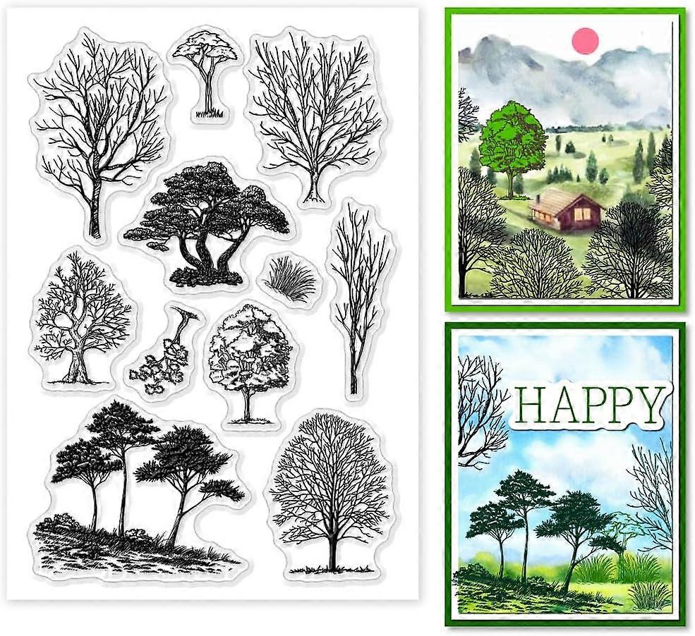 Tree Clear Stamps for Card Making Withered Tree Silicone Stamp Plant Transparent Craft Seal Stamp Rubber Stamp for DIY Scrap Booking Crafting Album Jo