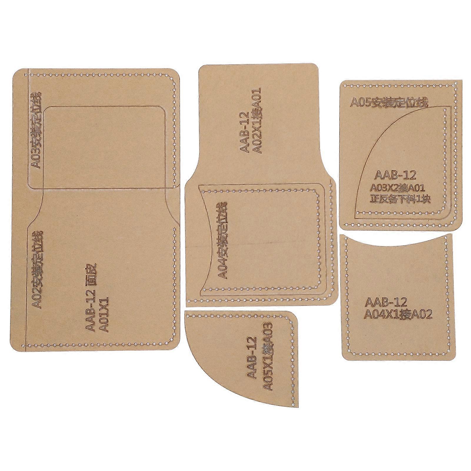 5Pcs Acrylic Template DIY HandMade Short Wallet Leather Pattern Mold Craft Tools