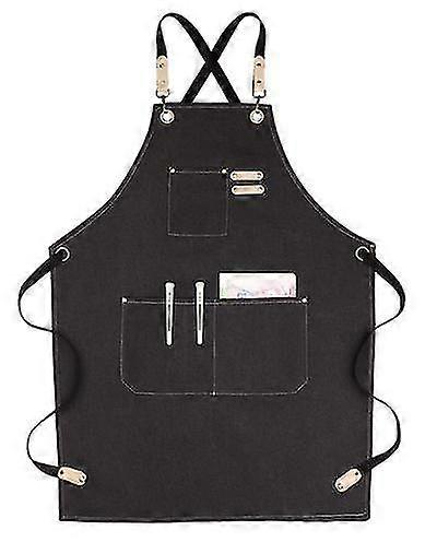 Heavy Duty Work Apron With Tool Pockets, Durable Chef Workshop Carpenter Apron For Kitchen Garden