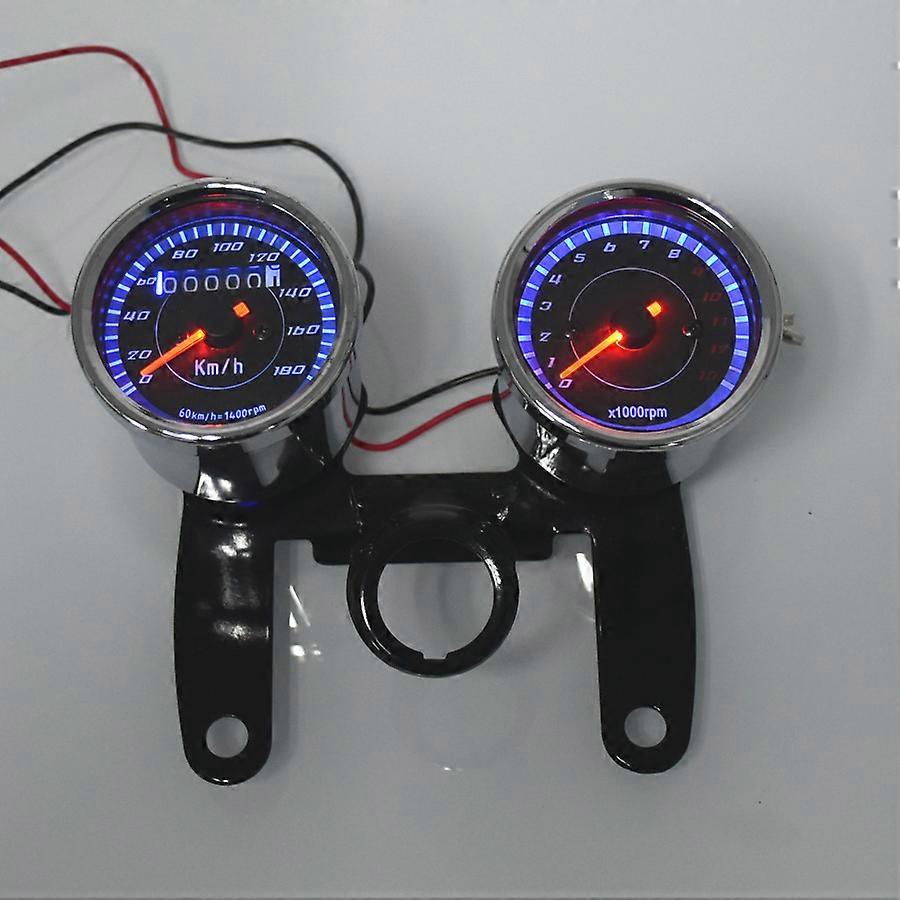 Universal Motorcycle Speedometer Odometer Gauge 0~180km/h 13000 RPM LED Backlight Tachometer Set