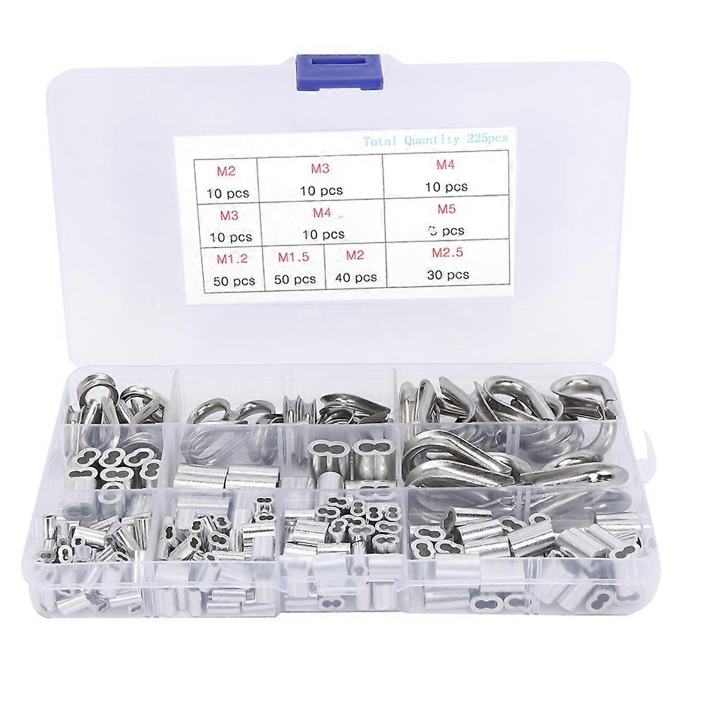 225pcs M1.2 M1.5 M2 M2.5 M3 M4 M5 Crimping Loop Sleeve M2 M3 Wire Rope Thimble YEMAA
