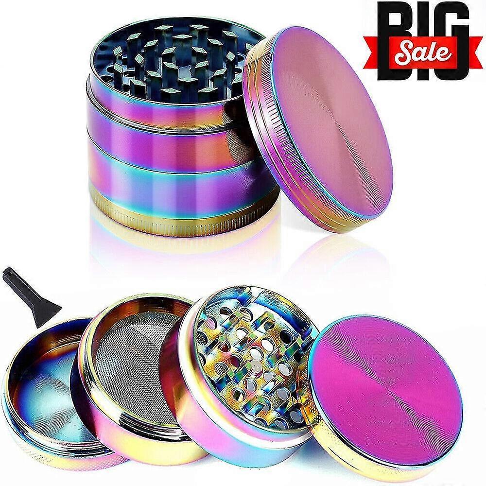 40mm/50mm Rainbow Metal Aluminium Hand Grinder 4 Part Tobacco Herb Crusher