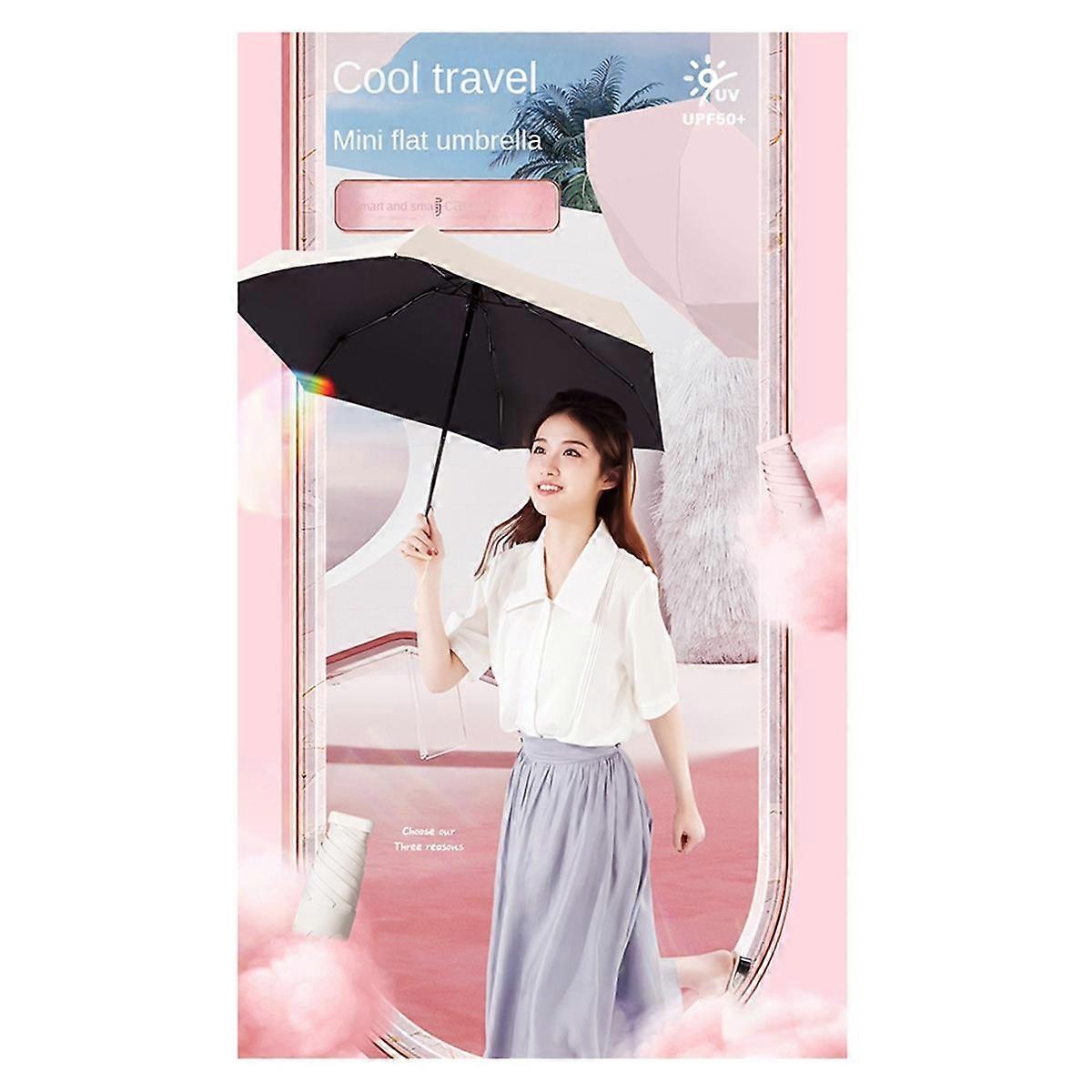 Folding Travel Umbrella, 6-Rib Portable Pocket Umbrella, Windproof & Rainproof, Suitable for Daily Green