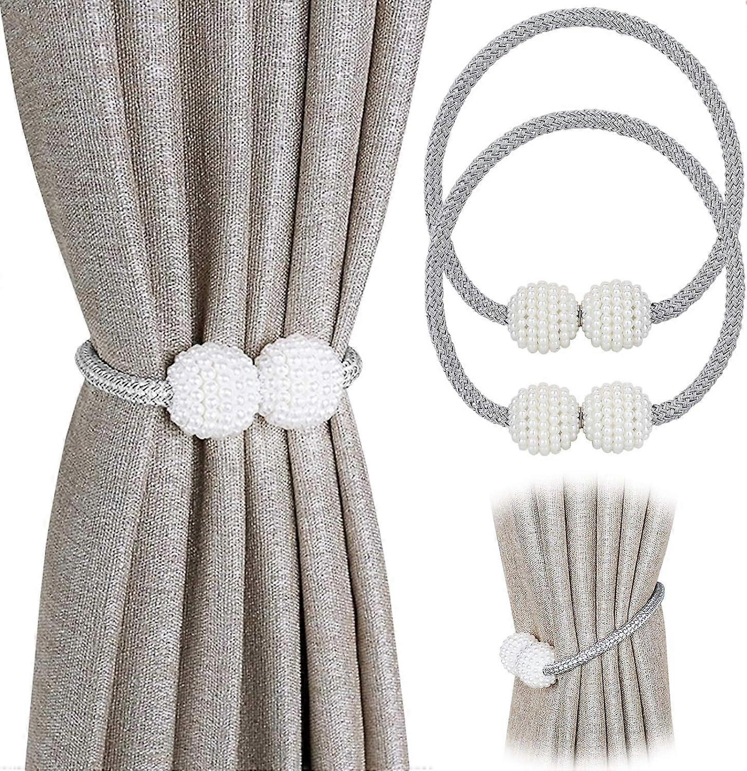 Set of 2 Magnetic Curtain Tiebacks for Small, Thin or Sheer Curtains Curtain Tieback: Grey.