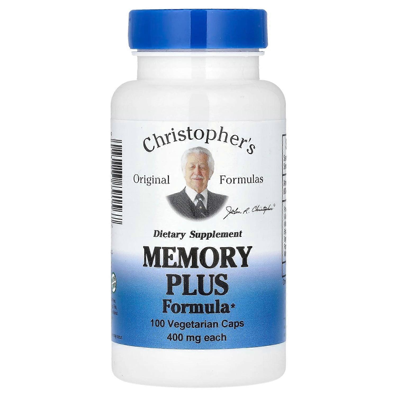 Christopher's Original Formulas, Memory Plus Formula, 800 mg, 100 Vegetarian Caps (400 mg per Capsul