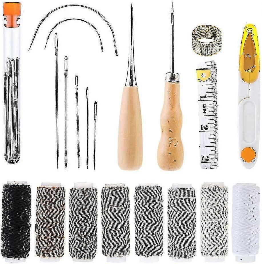 29 Pcs Upholstery Repair Kit, Leather Craft Tools Set Include Wax Thread&tape