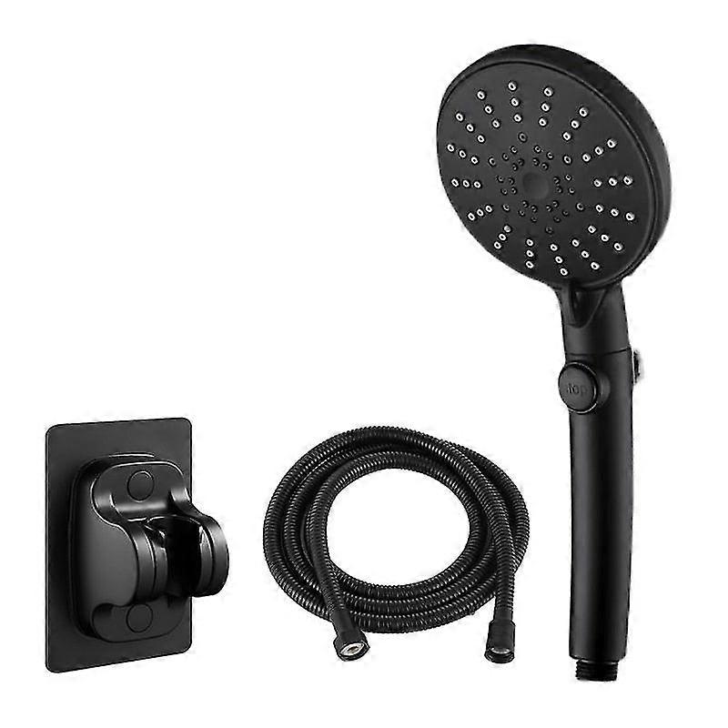 5 Mode adjustable black shower head high pressure water saving rainfall shower set one-key stop water handheld shower head