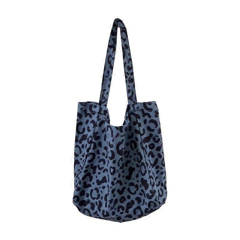Leopard print lettered single-shoulder canvas bag, large capacity bucket bag for womenCommuting