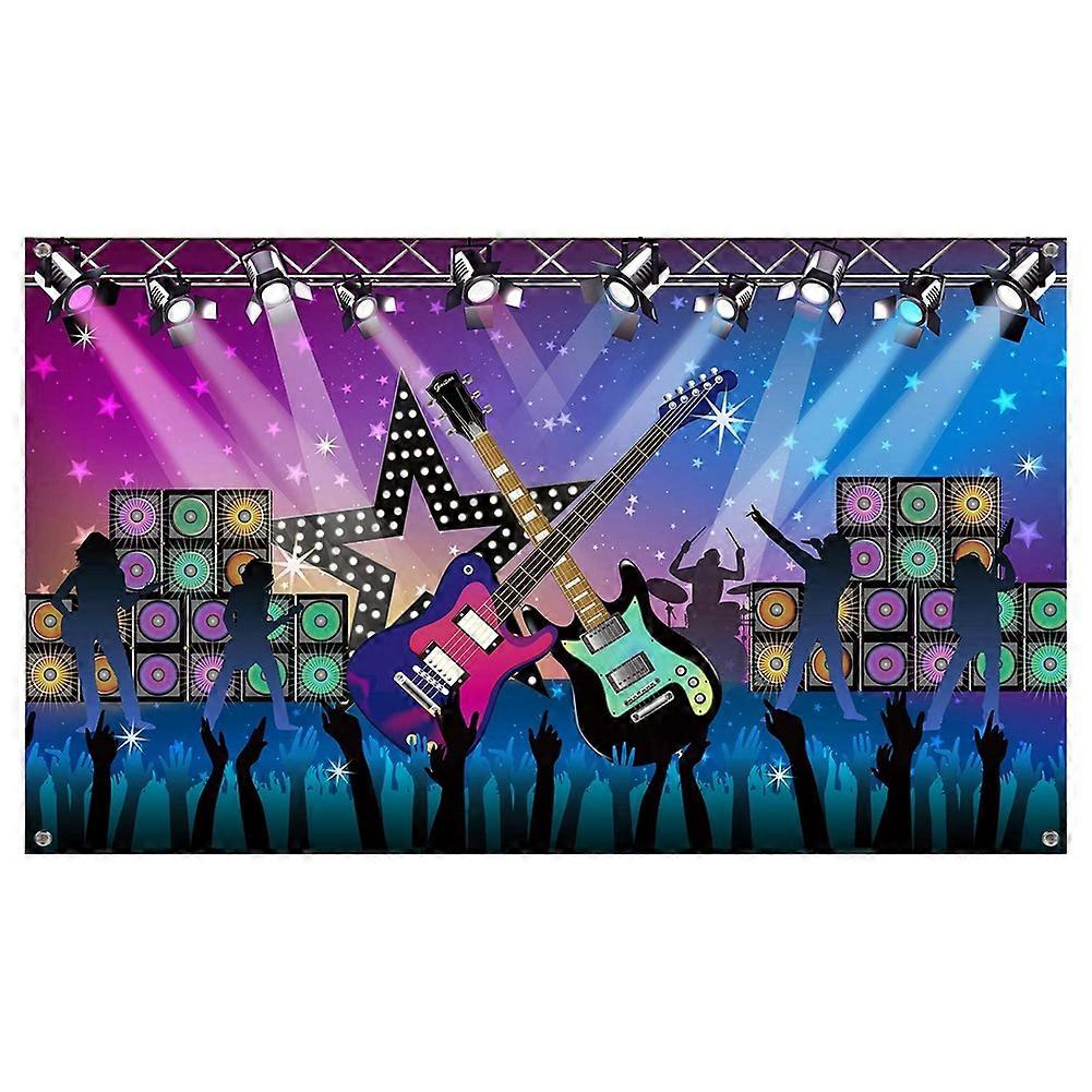 Karaoke Party Decorations Supplies, Fabric Rock Star Vacation Party Backdrop Banner for Party