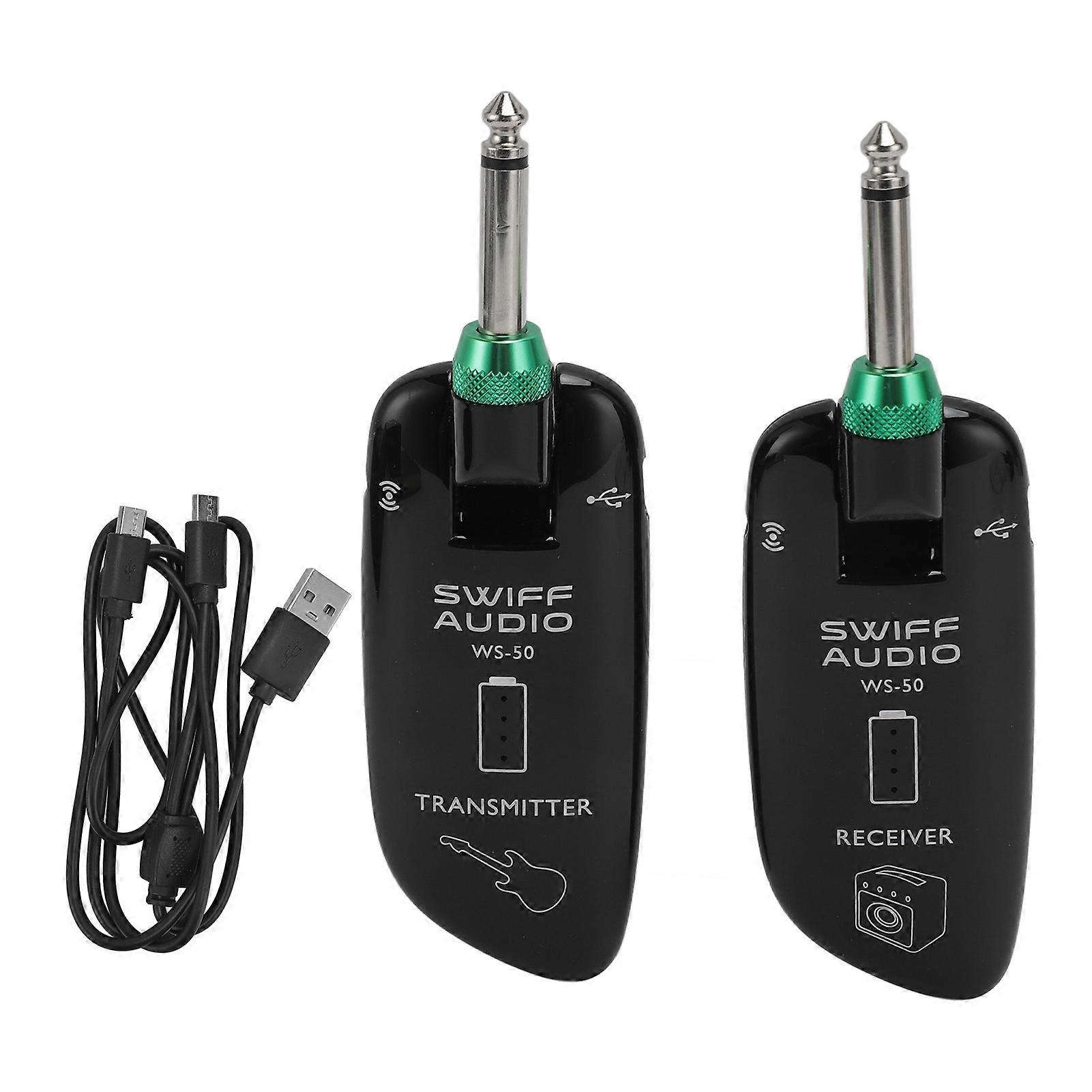Wireless Guitar System 20 to 20KHz Lossless Rotating Plug and Play Wireless Guitar Transmitter Receiver for 6.35mm Jack