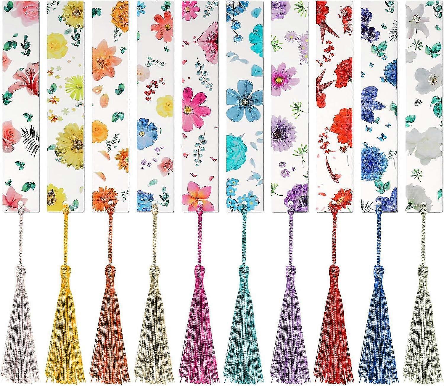 10 Pcs Pressed Flower Bookmarks, Dried Flower Resin Bookmarks, Pressed Floral Reading Page Markers