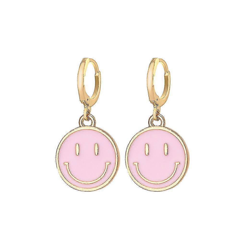 Preppy Boucles d’oreilles pour filles Smile Face Heart Pendentifs Petit Huggie Hoop Dangle Drop Boucles d’oreilles Bijoux à la mode Cadeaux