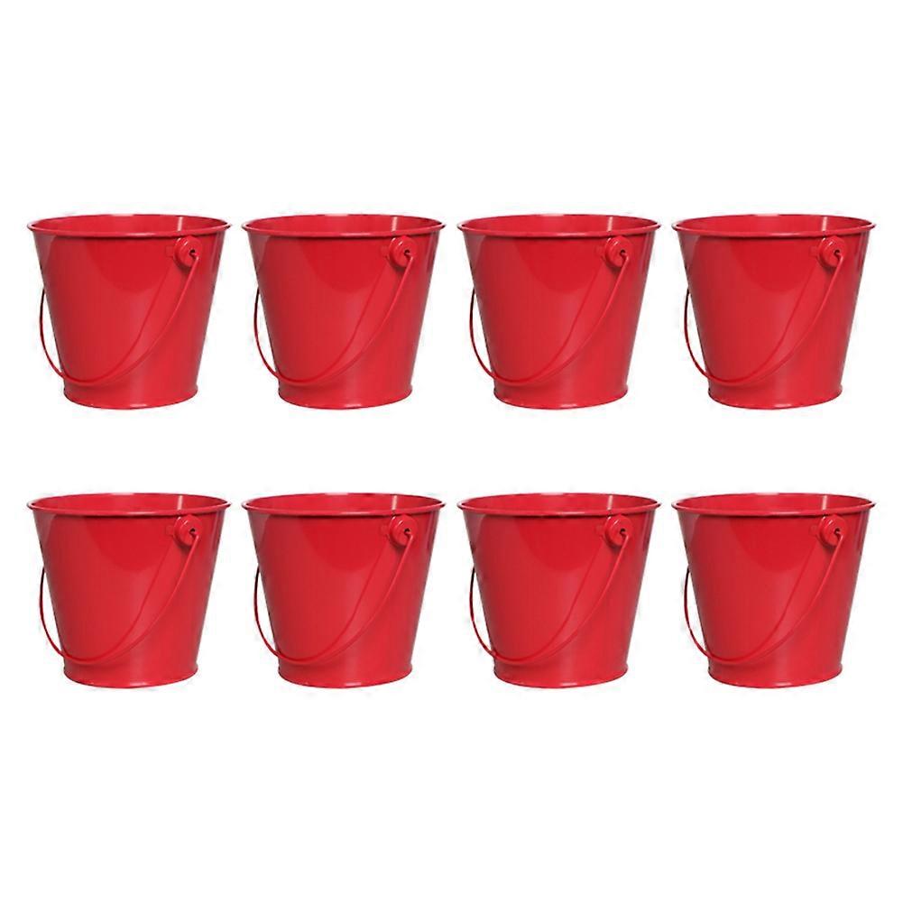 Small Metal Bucket with Handle, Beach Toys Mini Bucket for Partys Decoration, Classroom, Desktop Storage Bucket,8pcs A