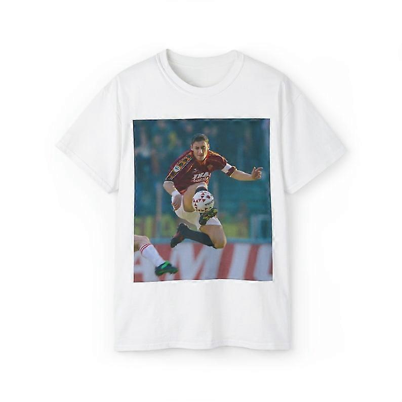 フランチェスコトッティASローマサッカージャージーユニセックスウルトラコットンTシャツヴィンテージ先祖返りレトロイタリアイタリア-Mbe152