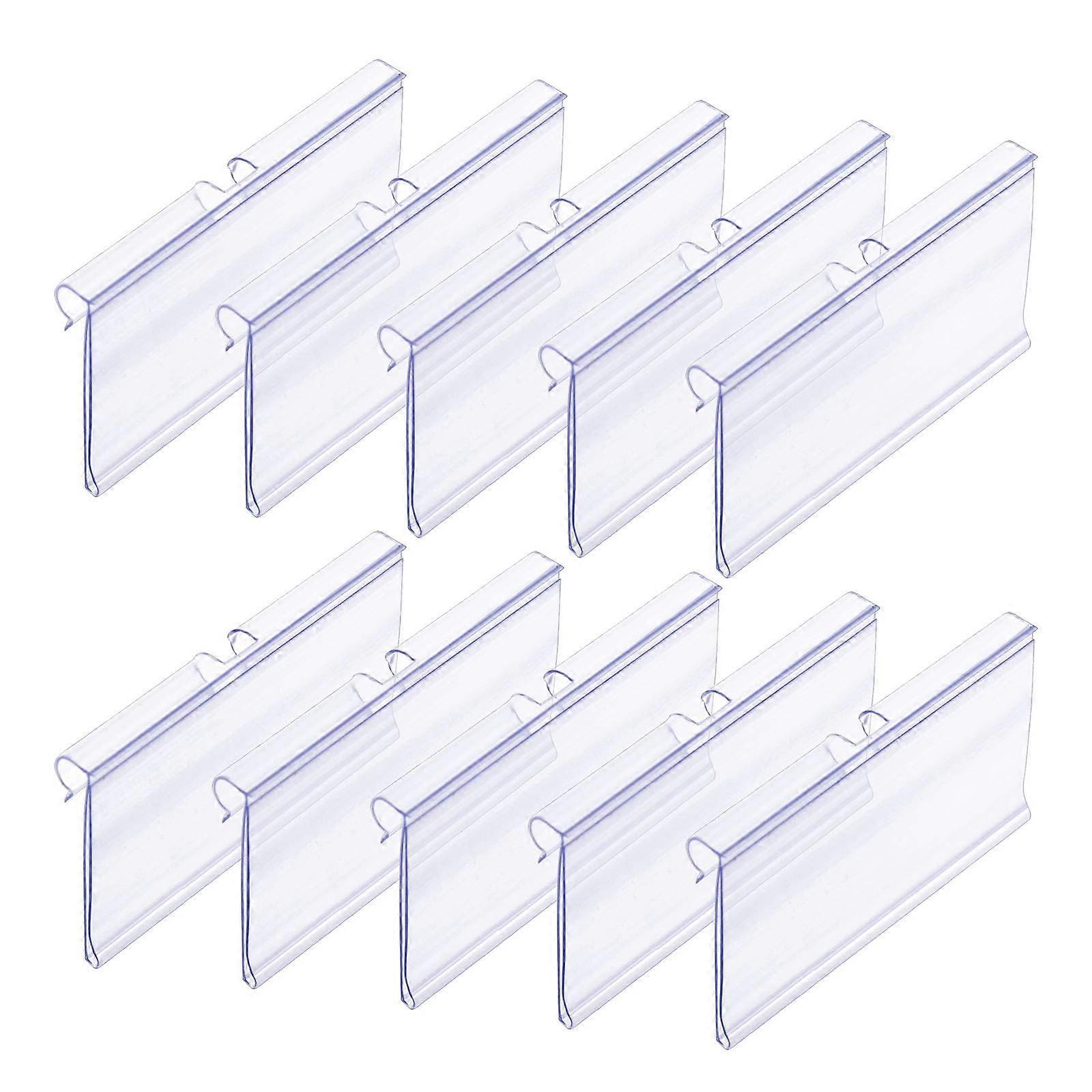 50 PCS Clear Plastic Label Holders for Wire Shelf Retail Price Label, 8cm x 4cm Basket Labels Clip On Labels for Storage Bins