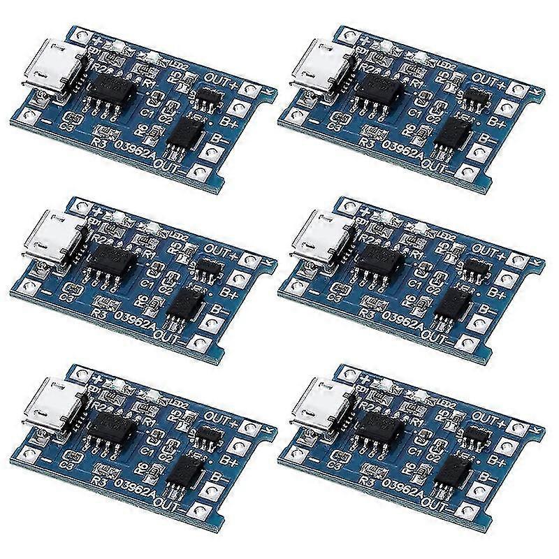 6pcs For Tp4056 Charging Module With Battery Protection 18650 Bms 5v -usb 1a Charge Board For 18650