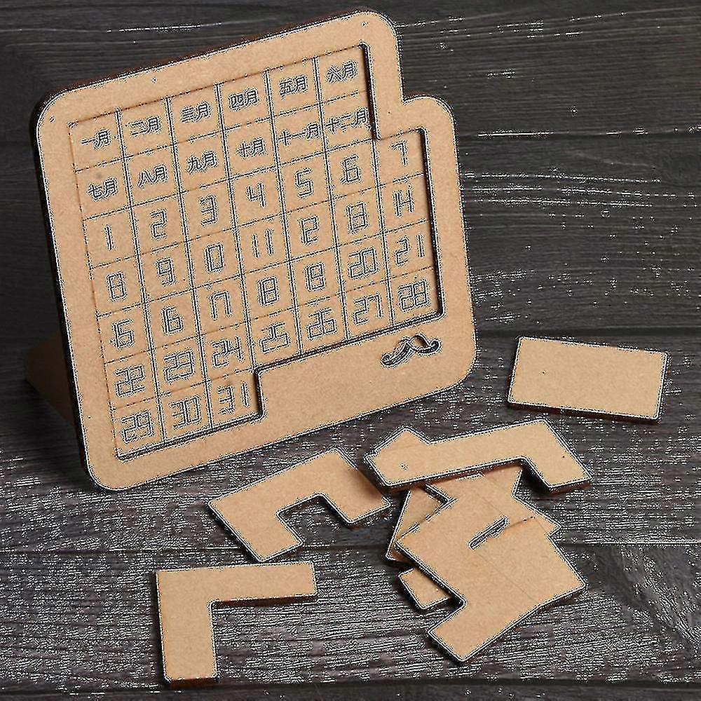 Wooden Daily Calendar Puzzle Calendar Play Display Date Jigsaw Game Kids Toy Gift