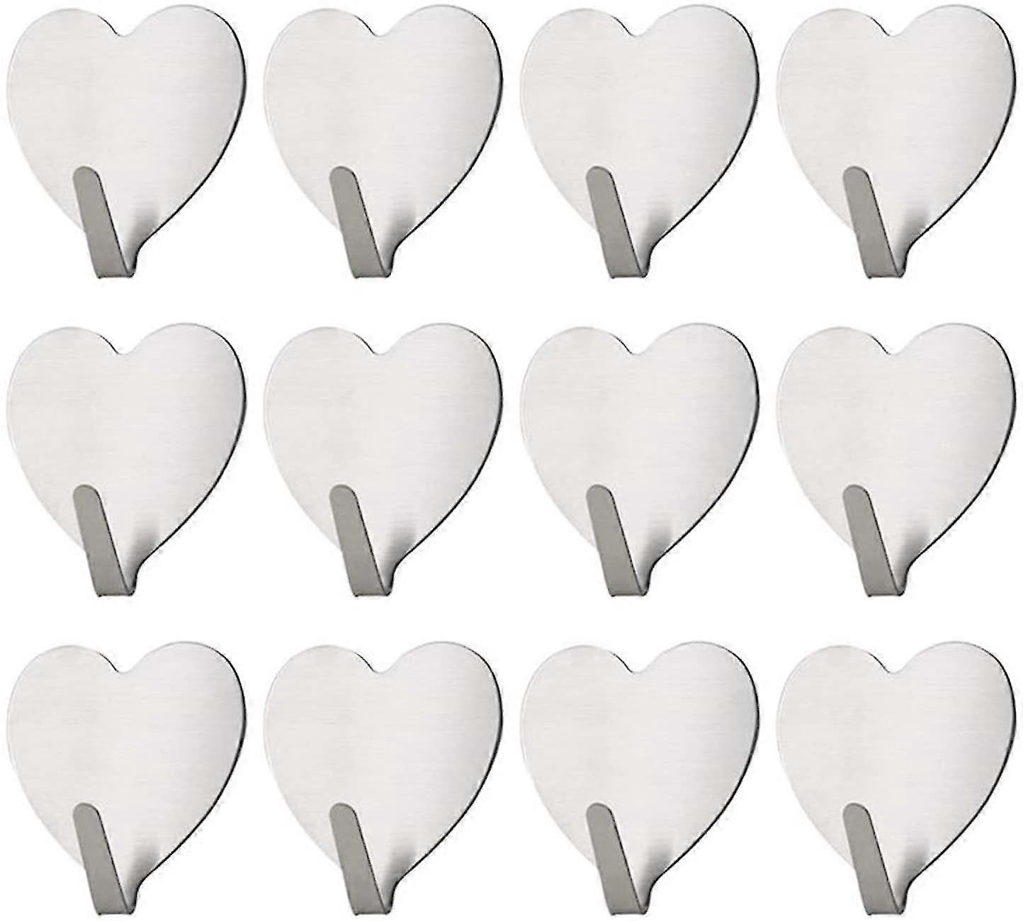 Coat Hooks 12 Pcs Heart Shaped Iron Wall Hooks Adhesive Hangers Hook Trackeless Hook Decorative Wrench Hanger