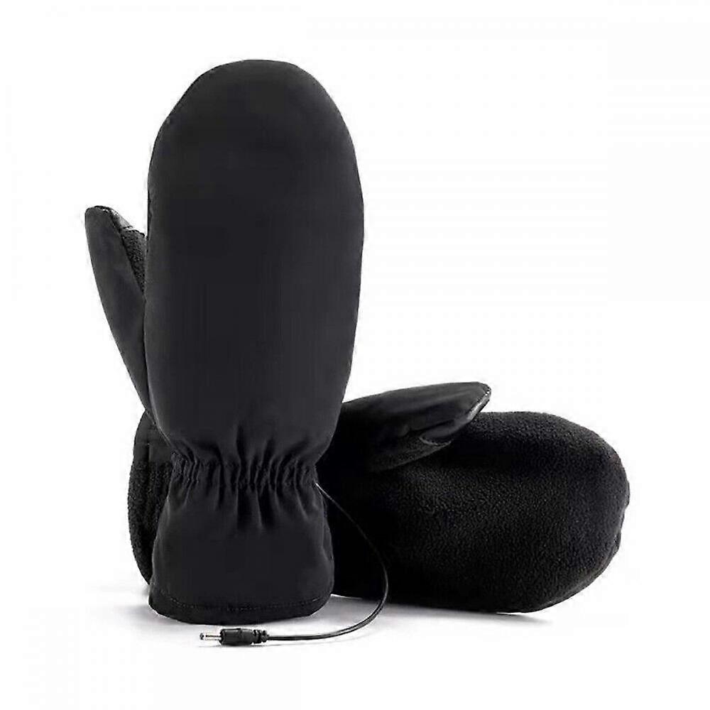 Black Leather Gloves Electric Heated Gloves USB Rechargeable
