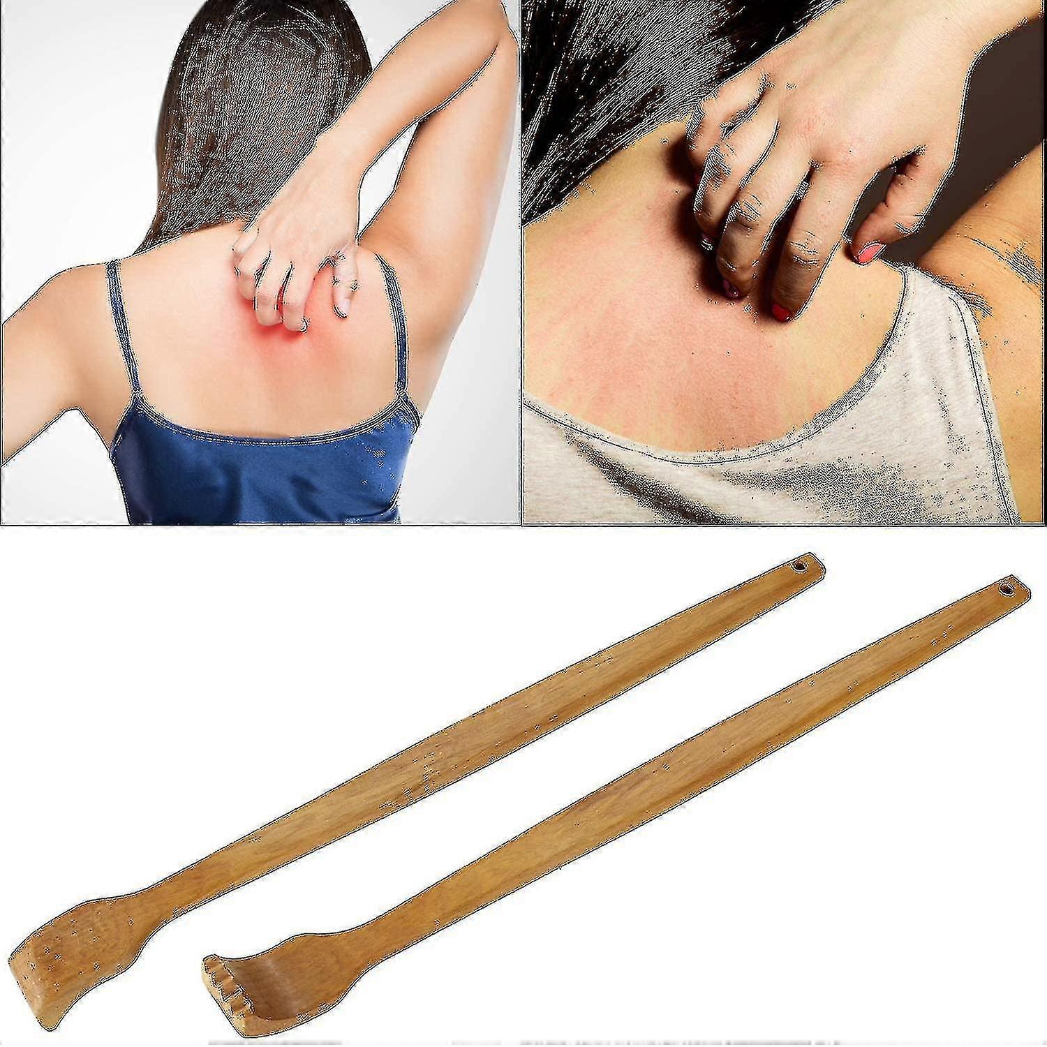 2 Pieces Wooden Back Scraper Handheld Manual Back Massager Long Back Scraper