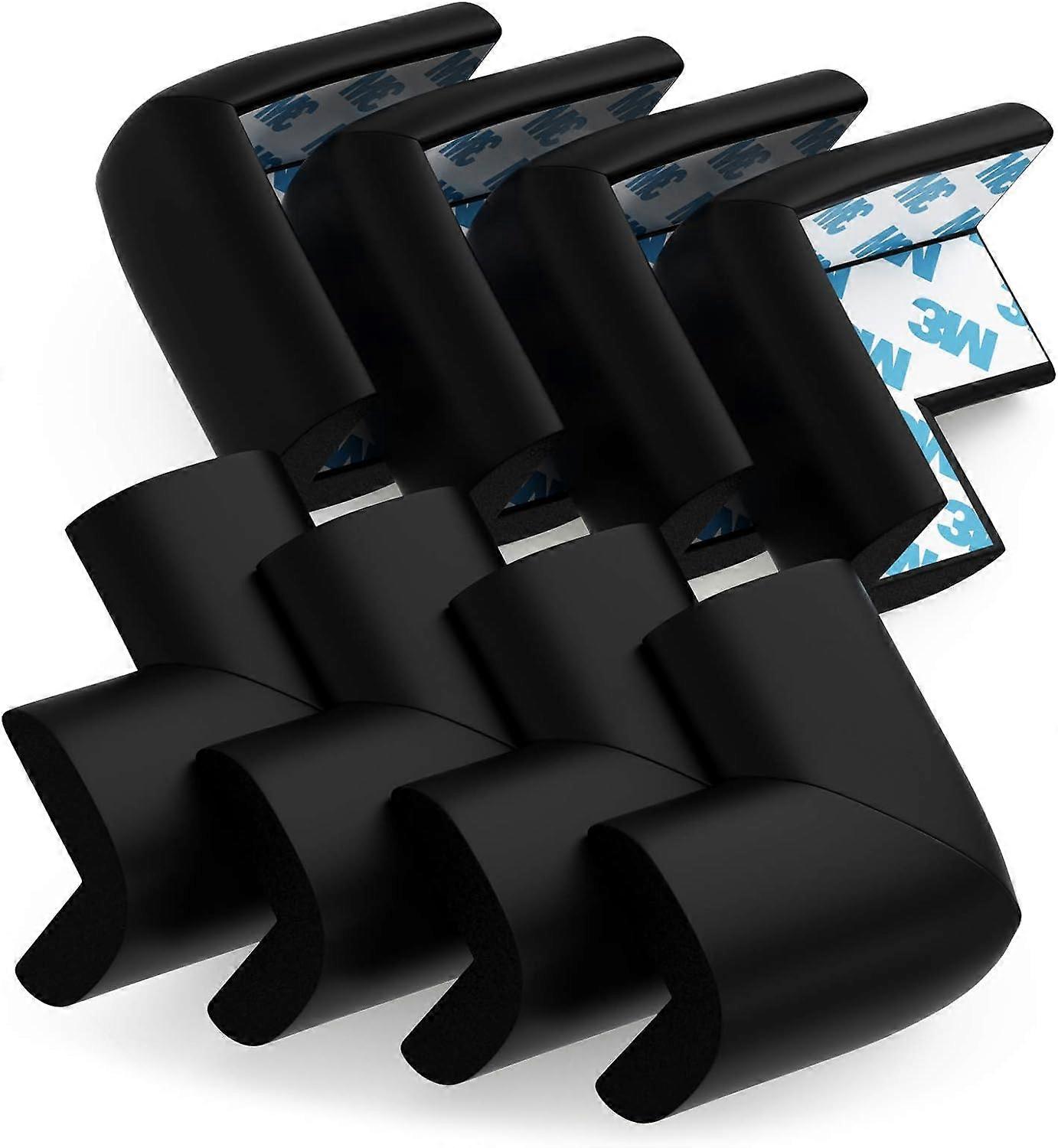 Table Corner Protectors for Baby Safety - Pre-Taped Sharp Corner Cushions to Prevent Head & Knee Injuries, 8 Pack, (Black)