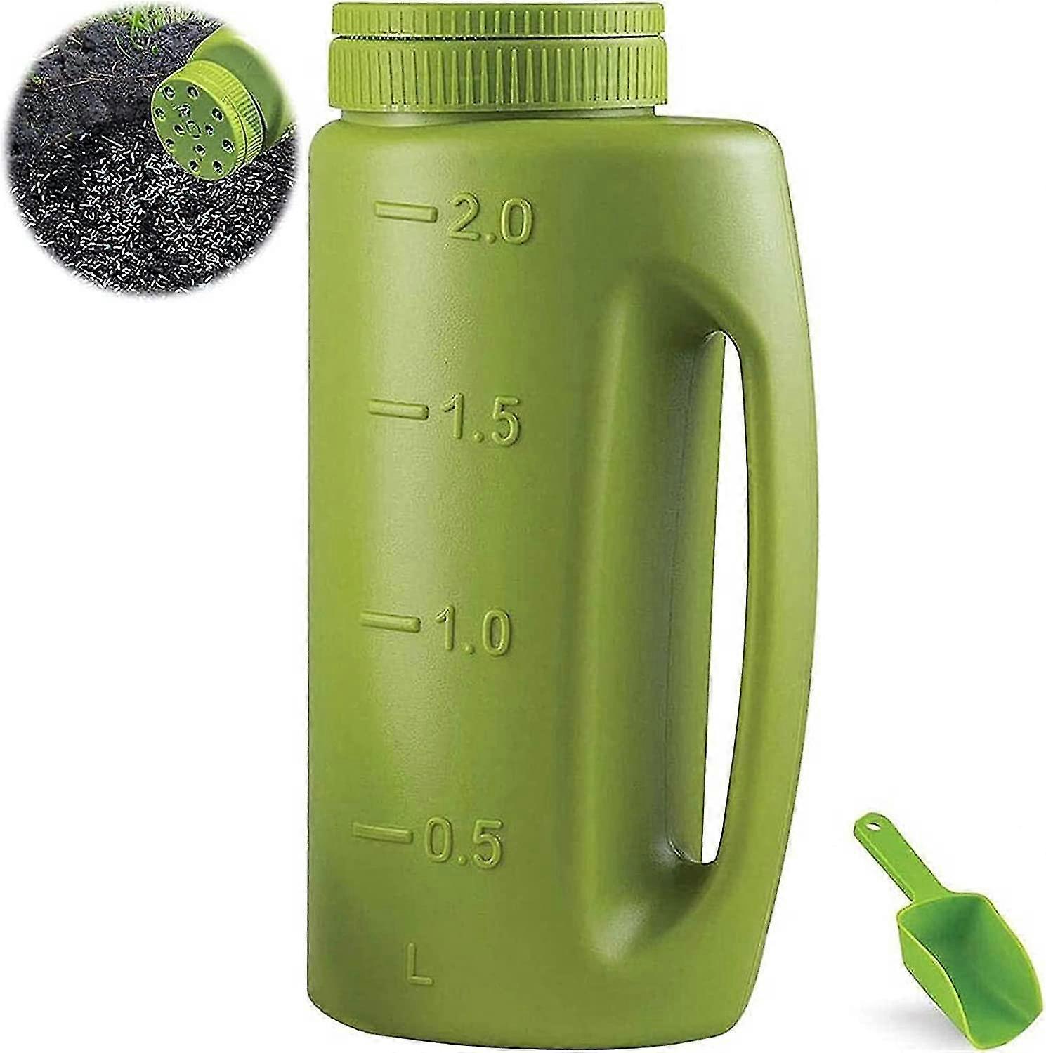 2l Hand Spreader In Green.adjustable Hole Size For Seeds,fertilizer,or Any Type Of Granules Completed W/scoop