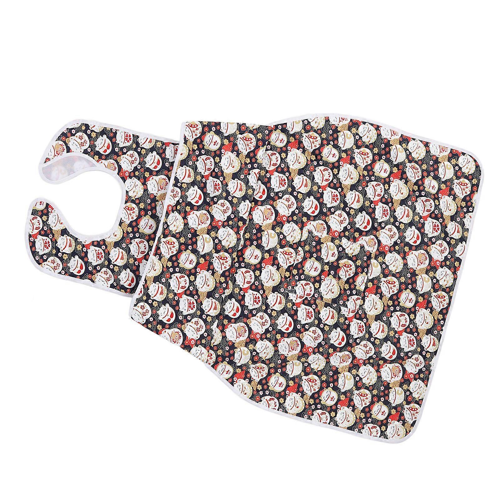 Adult Bib for Elderly Washable Bib Reusable Waterproof Clothing Protector with Crumb Catcher 70 X 100cm Cat Pattern