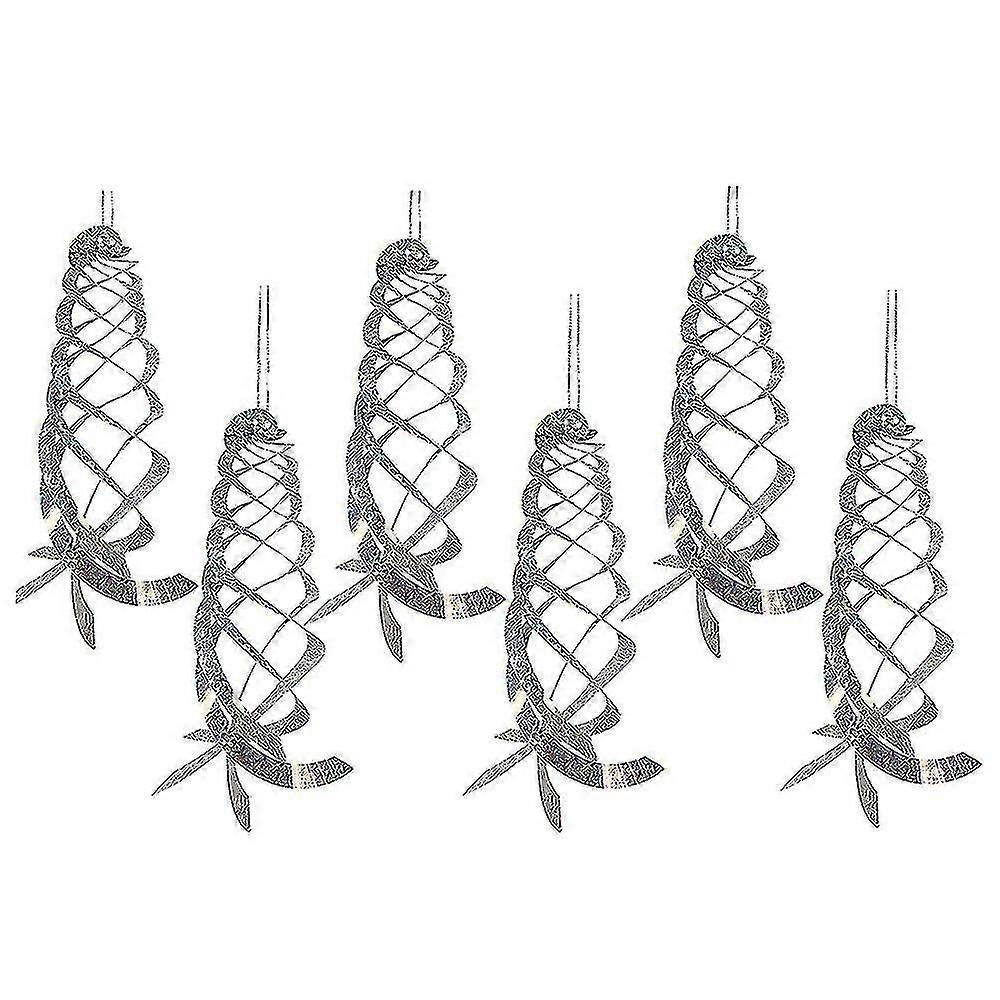 6 Pack Bird Repellent Spiral Reflectors Silver Mylar Spinner