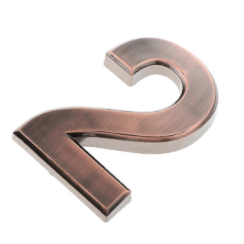 Copper Plastic Self-Adhesive Door Number Sign Sticky Numeric Digit Number 2