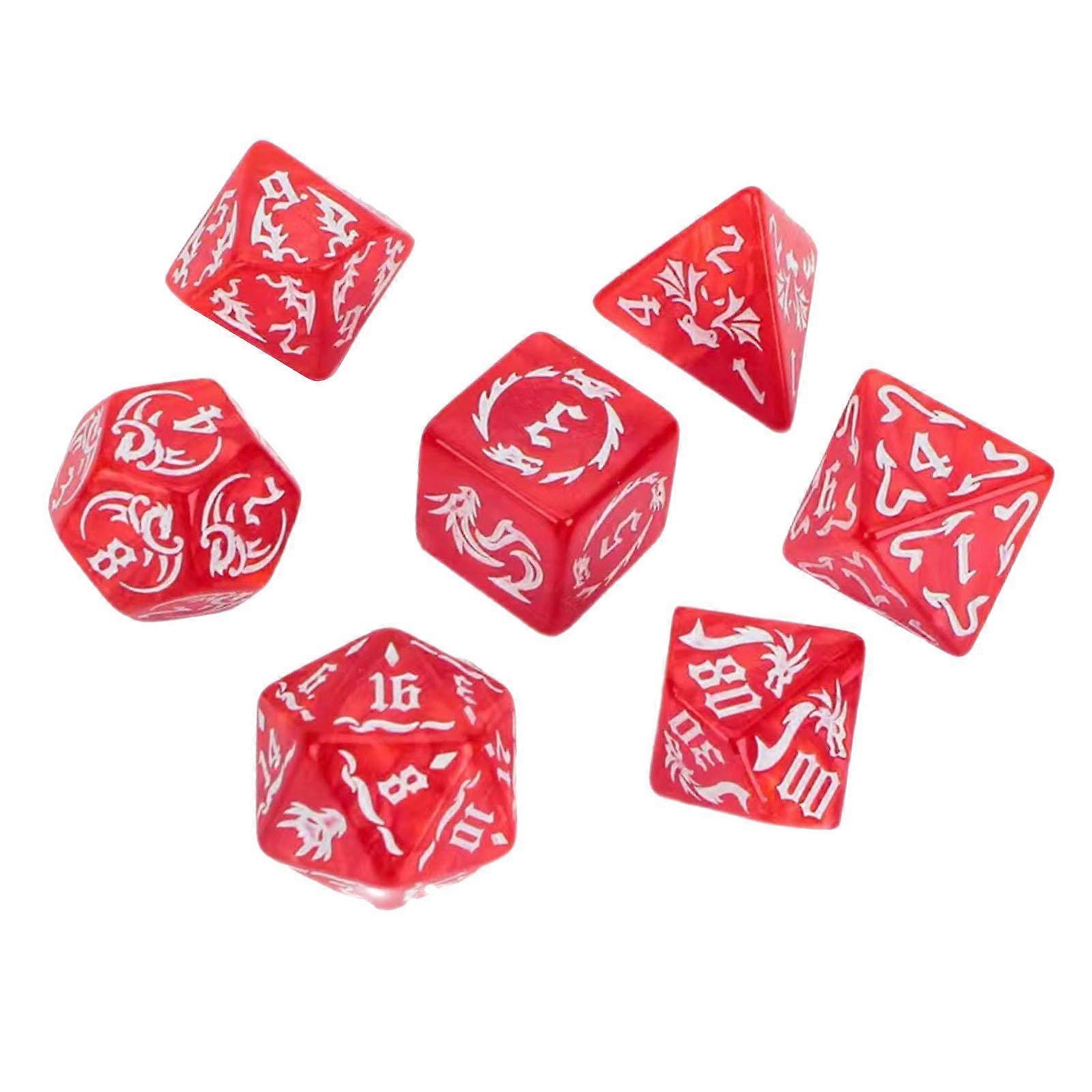 7 Pieces Polyhedral Dices Party Game Dices Game Dices Set for KTV Card Games red