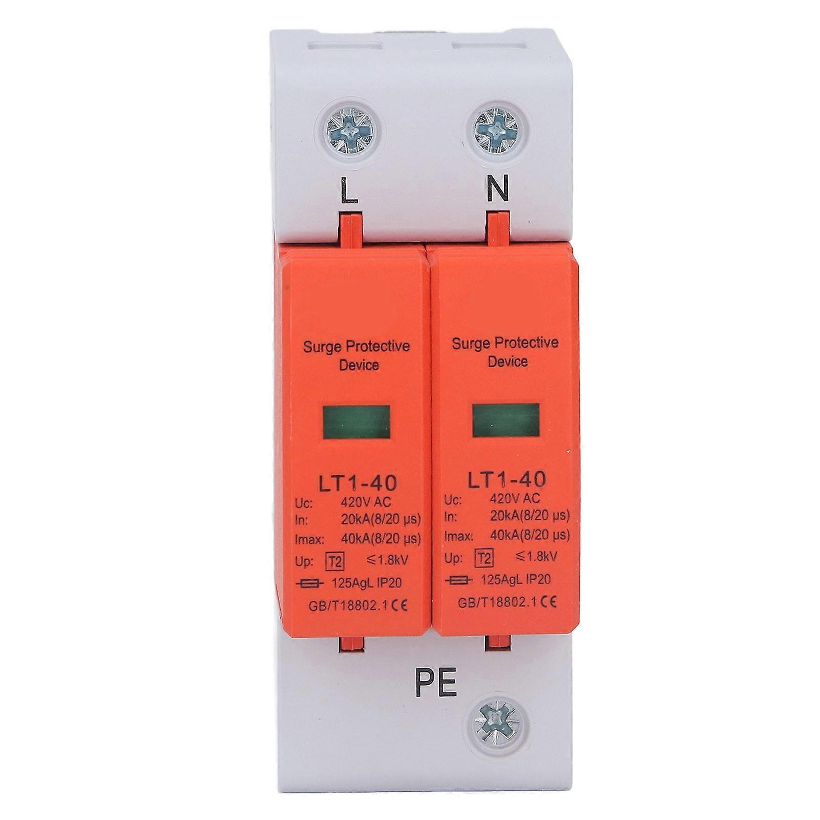 AC Surge Protector 2P Flame Retardant 36mm Rail Installation Protective Arrester Device 420V