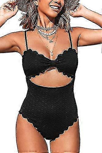 Kvinders badedragt i ét stykke Sexet Sort Udskæring Kammusling Trim Badedragt