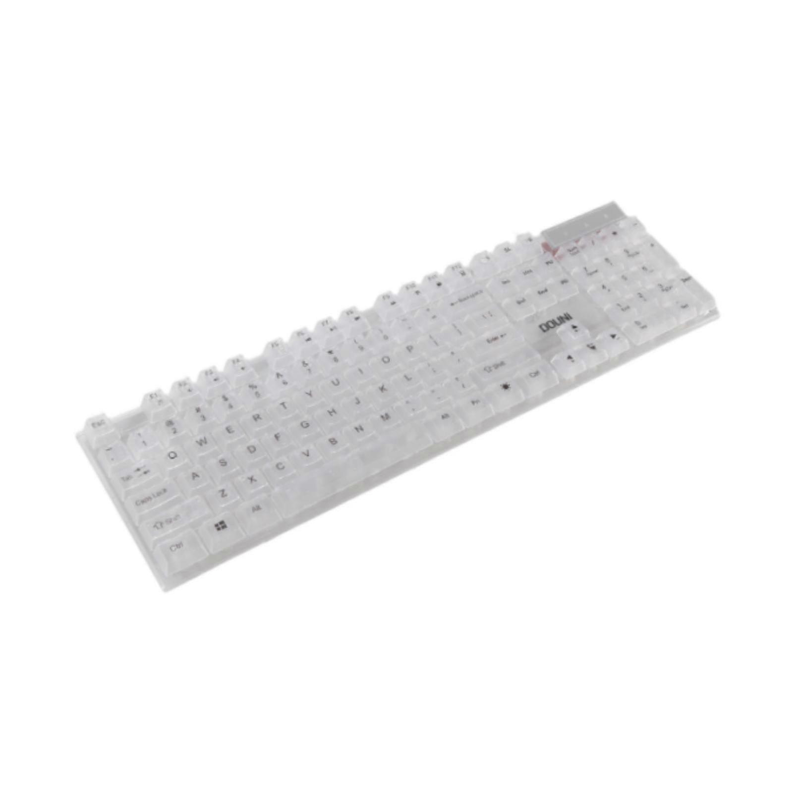 Clear Wired Gaming Keyboard Illuminated 104 Keys Stylish with 1.5M USB Cable