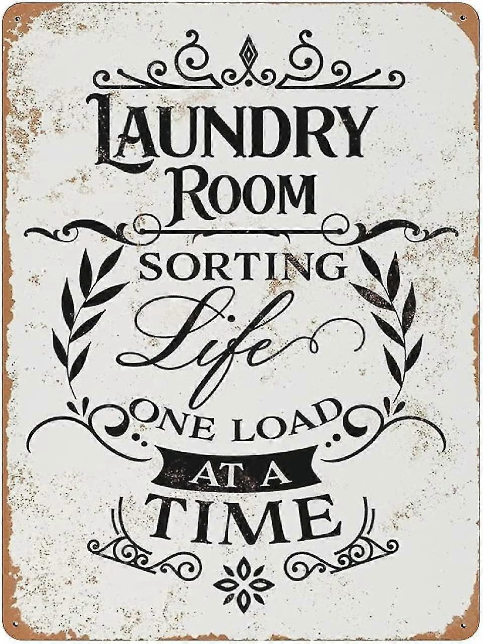 Placa de Metal Fluff, Dobra de Lixo, Serviço de Lavanderia, Pôster de Lata Vintage, Placa de Metal 8x12 Polegadas OU 12x16 Polegadas Modo
