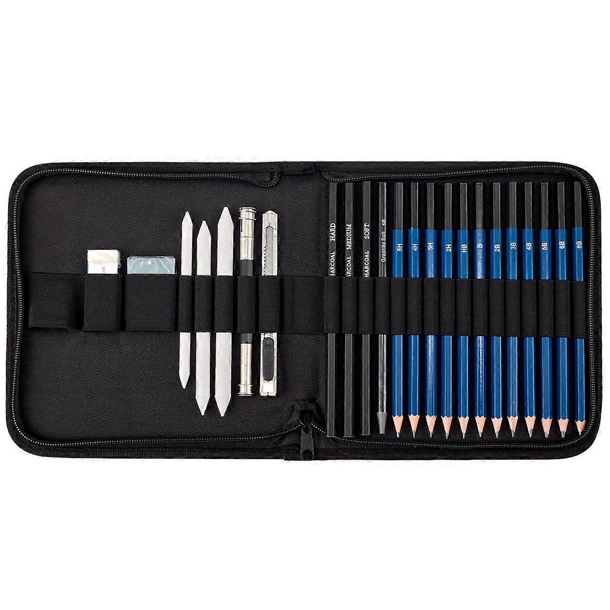 Beginner Drawing Set - 24 Pieces Sketching Pencil Set, Ideal Pencil Set for Learning to Draw and Sketch - in Artist Tool Bag