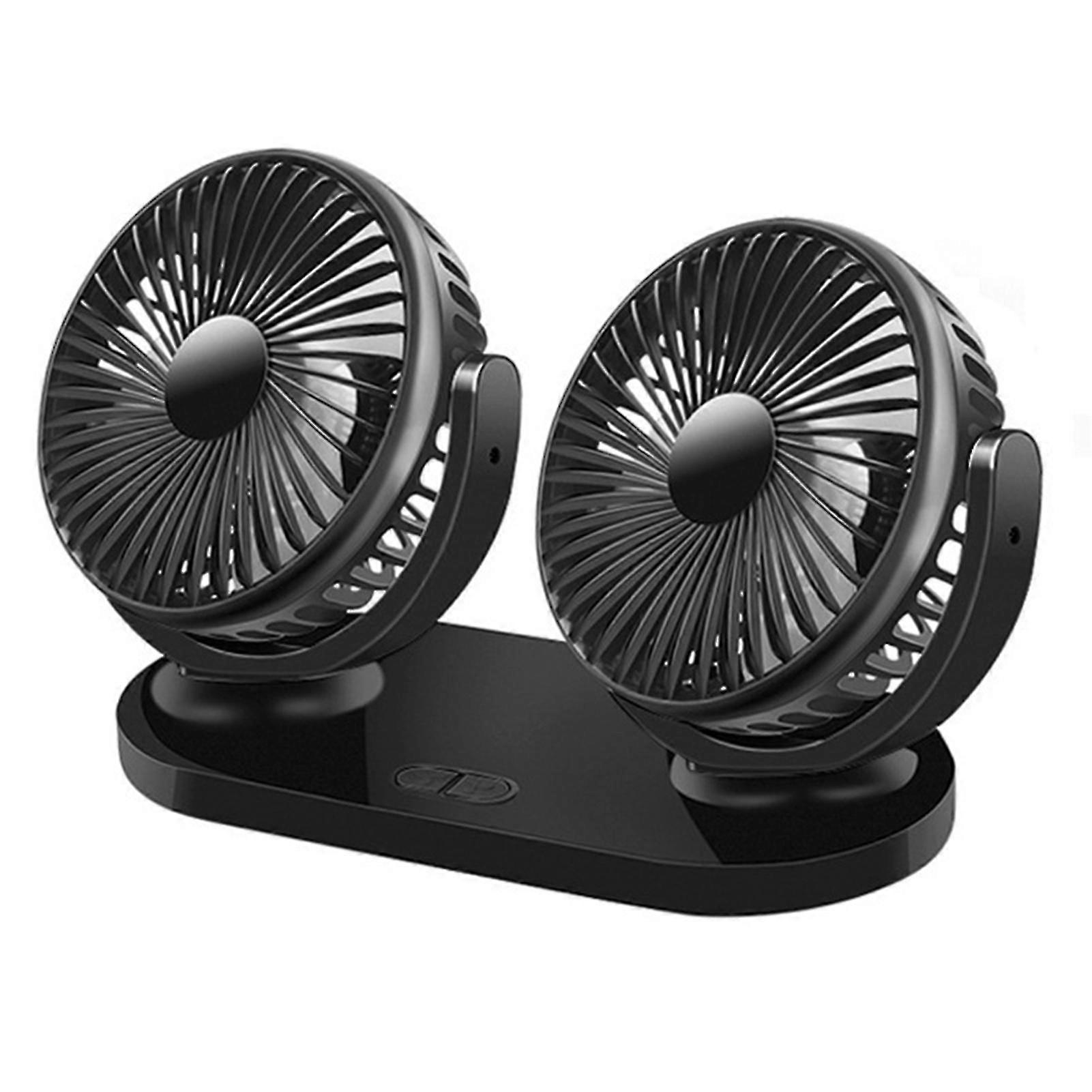 360 Rotatable Car Cooling Fan Double Head Usb Rechargeable Auto Air Conditioner