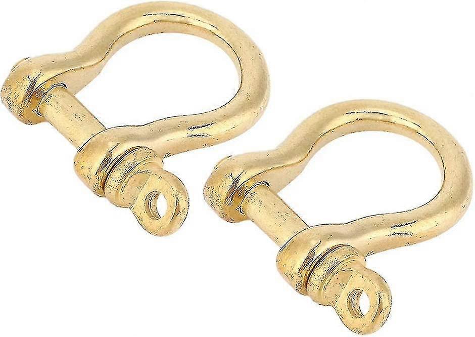2 Set Pure Brass Anchor Shackle U Type Keychain Key Ring Hook Golden Connecting Buckle 10mm Shackle U Shackle