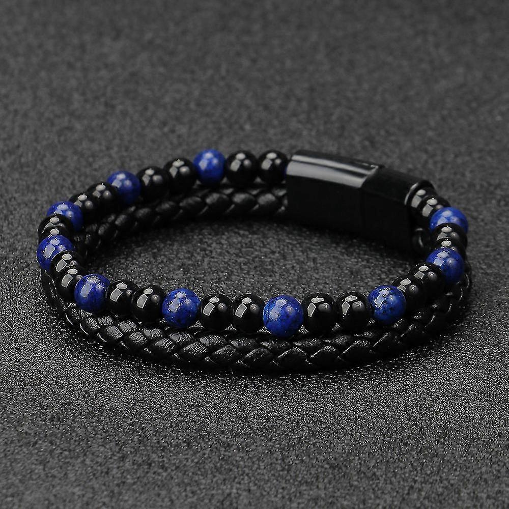 Természetes szerencsés tigrisszem gyöngyök achát karkötő divat férfi marhabőr zsinór vintage ékszerstílus 2183