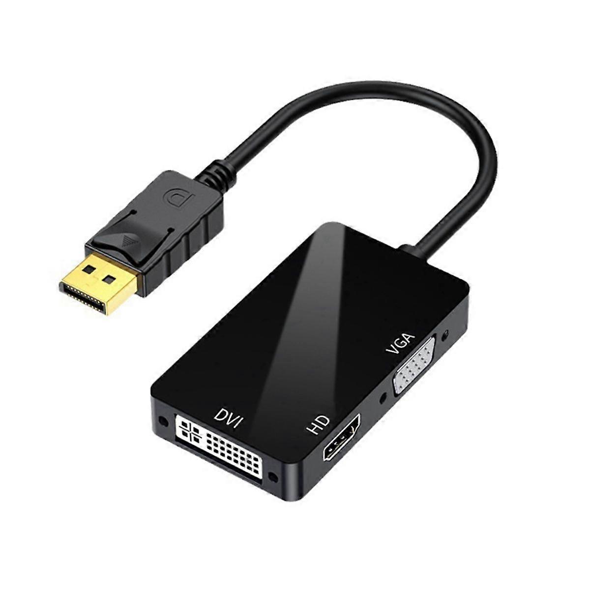 DP to VGA DVI 3-In-1 Adapter Cable DP One-To-Three Video Converter Supports 1080P, Suitable for Pro