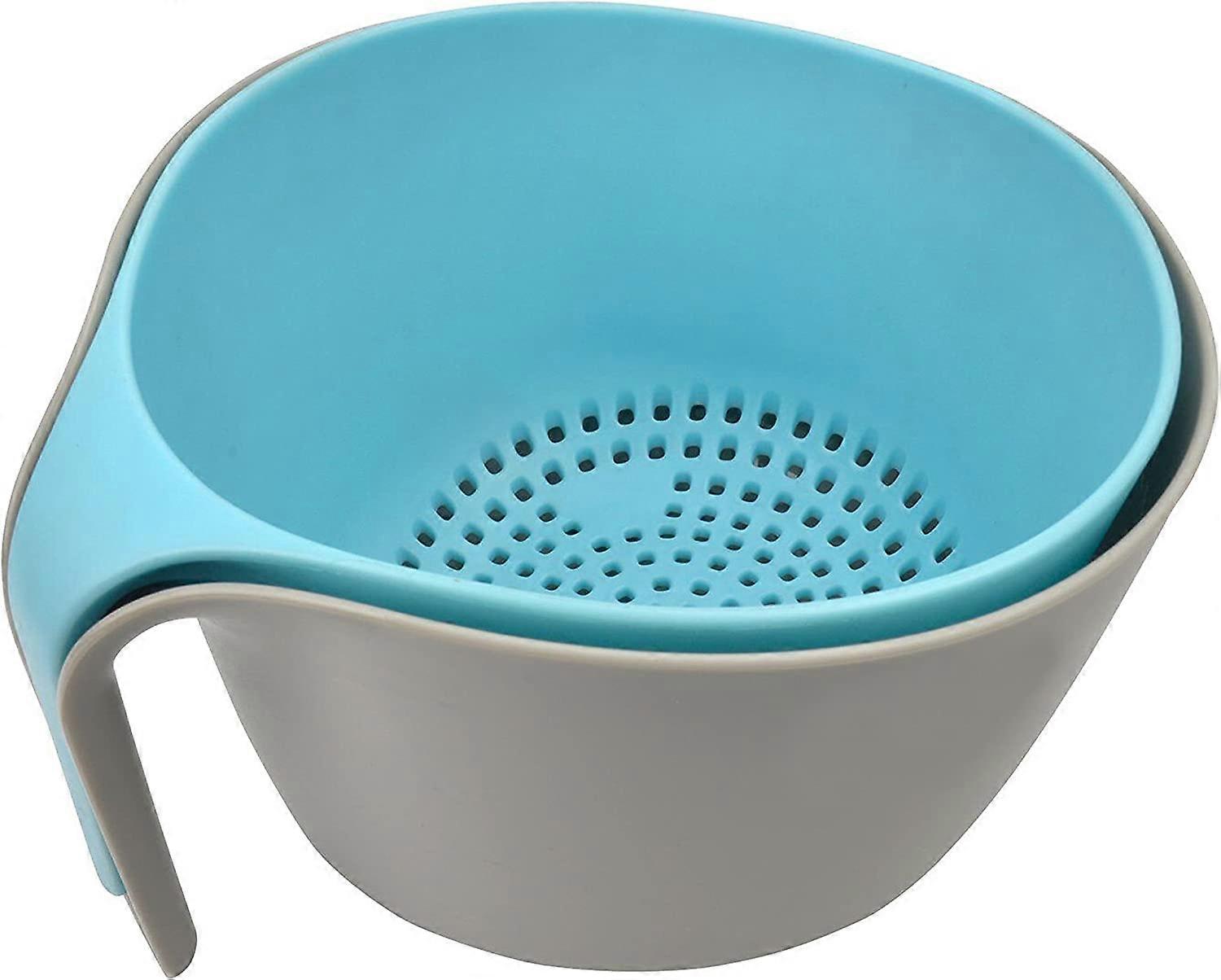 2 in 1 Large Nest Washing Colander Bowl Set, Food Strainer with Long Grip for Washing Fruits, Vegetables, Beans Pasta - Non-Slip Base/Dishwasher Safe