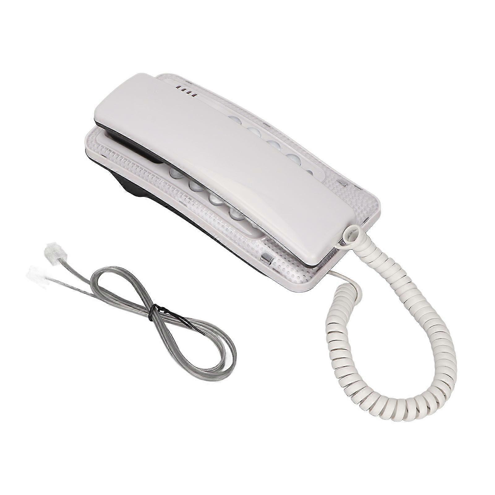 Wall Mounted Home Phone Corded Telephone with Redial, Quick Flash, Mute Function - White