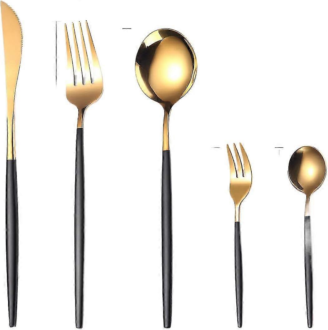 Stainless Steel Tableware Set - 5 Piece Cutlery Set with Knife and Fork for Travel