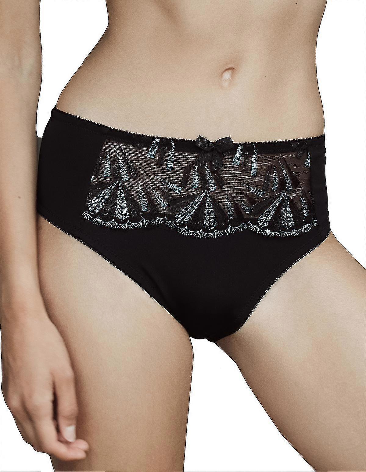 Slip floreale nero e blu da donna